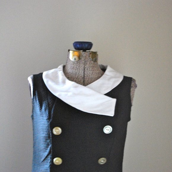 Double Breasted Blouse w/ Sailor Collar & skirt - Picture 1 of 12